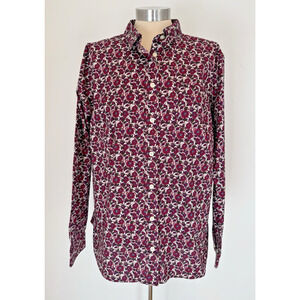 DULUTH TRADING CO. Womens Size XL Button Up Shirt Long Sleeve Purple Brown